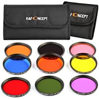 K&amp-F Concept 58mm 9 piezas Ronda Todo Color Filtro Set Naranja Azul Gris Rojo Verde Púrpura Rosa Amarillo Marrón Filtro…